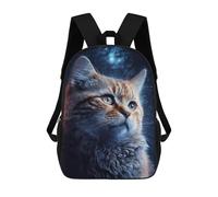 sinyumoney Cosmic Cat Gazing Backpack School Bag Lightweight Casual Daypack School Backpacks for Teenage Girls Boys Women Men 17inch