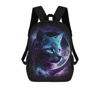 sinyumoney Cosmic Cat Moon Art Print Backpack School Bag Lightweight Casual Daypack School Backpacks for School/Work/Travel 17inch