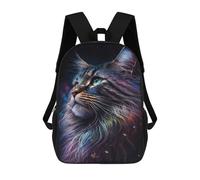 sinyumoney Cosmic Cat Portrait-17 17 Inch Backpacks Kids Schoolbag,3D Printed Elementary And Middle School Students Backpacks for Boys Girls