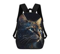 sinyumoney Cosmic Cat Portrait-23 Backpacks 3D Printed Kids School Backpack School Bag Fashion Rucksacks for Boys Elementary And Middle School Students 17inch