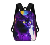 sinyumoney Cosmic Cat Portrait-3 Children's School Backpack Fashion Casual Children's Backpacks 3D Printed School Bags Boy Large Backpack 17inch