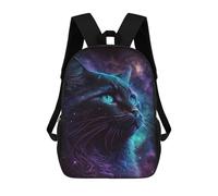 sinyumoney Cosmic Cat Portrait-46 3D Printed Children's School Backpack for Kids High Capacity Travel Rucksacks 17 Inch Book Bags Kids