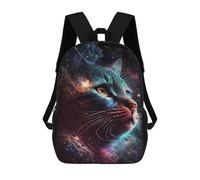 sinyumoney Cosmic Cat Portrait-8 Backpack Kids School Bag Boys Cartoon 3D Print Students Schoolbag Laptop Daypack for Boys Girls 17inch