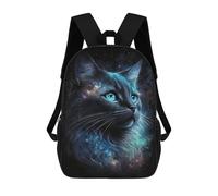 sinyumoney Cosmic Cat Portrait Artwork Kids Backpack Girls 3D School Bags Children's 17 Inch Rucksack Toddler Schoolbag,Casual Daypacks Fashion Bookbag Bag