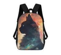 sinyumoney Cosmic Cat Silhouette School Backpack for Girls 17inch Casual Daypack Lightweight Rucksack Boy Girl Backpack for Middle School Students