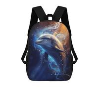 sinyumoney Cosmic Celestial Dolphin Backpacks Kids School Backpack School Bag 3D Printed School Bag for Boys Elementary And Middle School Students 17inch