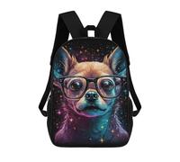 sinyumoney Cosmic Chihuahua Glasses Art Print Backpack School Bag Daypacks Business Backpack Water Resistant Bookbag for Girls Boys Teenage 17inch