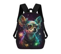 sinyumoney Cosmic Chihuahua Glasses Art School Backpack Lightweight Airport College Students Back Pack for Boys/Girls/Teenagers 17inch