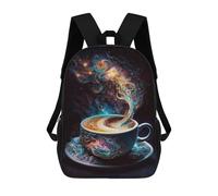 sinyumoney Cosmic Coffee Art Backpack Kids School Bag Boys Cartoon 3D Print Students Schoolbag Laptop Daypack for Boys Girls 17inch