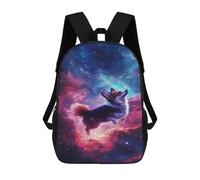sinyumoney Cosmic Corgi Adventure-1 Children's Backpacks School Backpack 3D Printed for Kids Travel Rucksacks Book Bags Kids 17inch School Bag