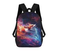 sinyumoney Cosmic Corgi Adventure-3 School Backpack Business Laptop Rucksack Bag Unisex Casual Daypack for Men, Women & Teenage Boys 17inch