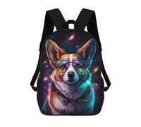 sinyumoney Cosmic Corgi Glasses Art Print-1 School Backpack Business Laptop Rucksack Bag Unisex Casual Daypack for Men, Women & Teenage Boys 17inch