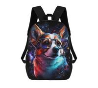 sinyumoney Cosmic Corgi Glasses Art Print-2 Backpack School Bag Work Laptop Backpack Rucksack Bag for Boys/Girls/Teenagers 17inch