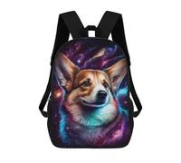 sinyumoney Cosmic Corgi Portrait-1 3D Printed 17inch Kids School Backpack School Bag Fashion Rucksacks for Boys Elementary And Middle School Students