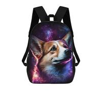 sinyumoney Cosmic Corgi Portrait-13 Rucksacks 3D Printed Children 17inch Backpacks Fashion Casual Daypack Travel Bags Outdoor Casual Daypack for Boy And Girl