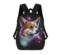 sinyumoney Cosmic Corgi Portrait-15 17 Inch Kids Backpack Fashion Fun Backpack Book Bag for Boys And Teenager 3D Printed for Boys