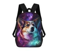 sinyumoney Cosmic Corgi Portrait-16 3D Printed Children's School Backpack for Kids Travel Rucksacks Book Bags Kids School Bag 17inch
