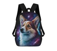sinyumoney Cosmic Corgi Portrait-2 Kids School Backpack 17 Inch School Bag 3D Printed School Bag for Boys Elementary And Middle School Students