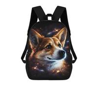 sinyumoney Cosmic Corgi Portrait-26 3D Printed Children's School Backpack for Kids High Capacity Travel Rucksacks Book Bags Kids School Bag Back Pack 17inch