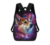 sinyumoney Cosmic Corgi Portrait Backpack School Lightweight Airport College Students Back Pack for School/Work/Travel 17inch