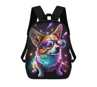 sinyumoney Cosmic Corgi Sunglasses-1 17 Inch Backpacks Kids Schoolbag,3D Printed Elementary And Middle School Students Backpacks for Boys Girls
