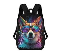 sinyumoney Cosmic Corgi Sunglasses Art Print Backpack School Fashion Stationery Backpack Waterproof Casual Daypacks for Campus Outdoor Travel Sports 17inch