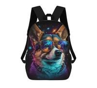 sinyumoney Cosmic Corgi Sunglasses Backpack School Bag Business Durable Laptop Bag for Boys/Girls/Teenagers 17inch