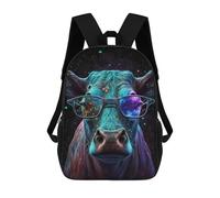 sinyumoney Cosmic Cow Glasses Art Print Kids Backpack 17 Inch School Bag 3D Printed Cartoon School Backpacks for Boys And Teenager School Students