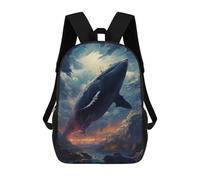 sinyumoney Cosmic Creatures of Whale Backpacks Kids School Backpack Fashion School Bag 3D Printed School Bag for Boys Elementary And Middle School Students 17inch