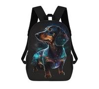 sinyumoney Cosmic Dachshund Art Print-5 17 Inch Kids Backpack Fashion Fun Backpack Book Bag for Boys And Teenager 3D Printed for Boys