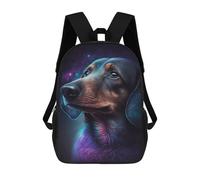sinyumoney Cosmic Dachshund Portrait Backpack School Daypacks Business Backpack Water Resistant Bookbag for Camping Outdoor Adventures And Daily Travel 17inch