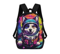 sinyumoney Cosmic Dog Astronaut Art Print School Backpack 3D Printed Children's 17inch Backpacks Bag Bookbag for Kids Boy Girl Book Bags Kids School Bag Travel Rucksacks