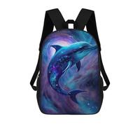 sinyumoney Cosmic Dolphin Art Print-4 Kids School Backpack 17 Inch School Bag 3D Printed School Bag for Boys Elementary And Middle School Students