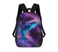 sinyumoney Cosmic Dolphin Art Print-6 Kids School Backpack 17 Inch School Bag 3D Printed School Bag for Boys Elementary And Middle School Students