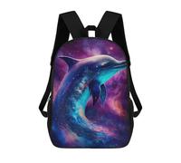 sinyumoney Cosmic Dolphin Art Print School Backpack Lightweight Airport College Students Back Pack for Boys/Girls/Teenagers 17inch