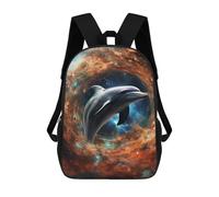 sinyumoney Cosmic Dolphin Journey School Backpack High Secondary School Bags Casual Backpack for Girls Boys Teenage 17inch