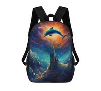 sinyumoney Cosmic Dolphin Rucksack Large School Backpack for Boys - Perfect for Travel, Work And Daily Use 17inch