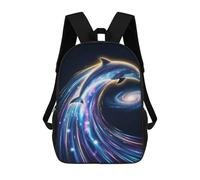sinyumoney Cosmic Dolphin Wave Rucksack Rucksack Casual Daypacks School Work Travel Bag for Men, Women & Teenage Boys 17inch