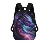 sinyumoney Cosmic Dragon Artwork-2 17 Inch School Bag Backpack Teen Schoolbag 3D Printing Adjustable Schoolbag Fashion Pocket Bag for Kids Boys Girls Students