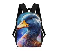 sinyumoney Cosmic Duck Portrait Children's Backpack, Schoolbag Large Capacity Students Bookbag Rucksack Knapsack for Boys Girls Adults Teen 17inch
