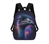 sinyumoney Cosmic Emu Portrait-12 3D Printed Children's 17 Inch Backpacks 3D Printed Casual School Bag for Boys Elementary And Middle