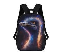 sinyumoney Cosmic Emu Portrait-17 17 Inch Backpacks Kids Schoolbag,3D Printed Elementary And Middle School Students Backpacks for Boys Girls