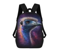 sinyumoney Cosmic Emu Portrait-2 Children's Backpack, 17 Inch 3D Printed School Backpack, Backpack Cartoon Adjustable School Bag for Primary School