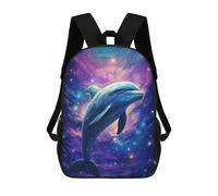 sinyumoney Cosmic Fantasy Dolphin Children's Backpacks School Backpack 3D Printed Backpack for Kids Travel Rucksacks Book Bags Kids School Bag 17inch