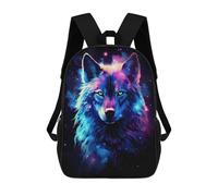 sinyumoney Cosmic Fantasy Wolf Backpacks Kids 17inch School Backpack School Bag 3D Printed School Bag for Boys Elementary And Middle School Students