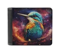 sinyumoney Cosmic Feathered Companion 3D Print PU Leather Wallet Slots ID Window RFID Blocking Stylish Slots Note Section Purse Youth Guys 11.7cm*9.5cm