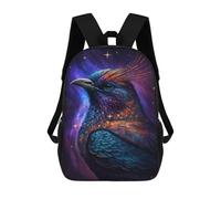 sinyumoney Cosmic Feathered Companion Backpacks, Kids Backpack Student School Bag 3D Printed Travel Backpacks Fashion Accessory Backpack Children Waterproof School Bags 17inch