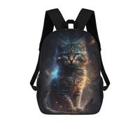 sinyumoney Cosmic Feline Dreamscape-3 Kids School Backpack 3D Printed Fashion School Bag Casual School Bag for Boys Elementary And Middle School Students 17inch