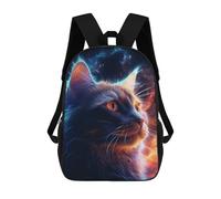 sinyumoney Cosmic Feline Portrait Backpack Schoolbags for Boys Girls Casual Sport Daypack Elementary Primary Large Capacity Bookbags 17inch