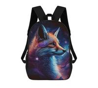 sinyumoney Cosmic Fox Art Print-16 Children's Backpacks 17inch School Backpack 3D Printed Bag Bookbag for Kids Travel Rucksacks Boy Girl Book Bags Kids School Bag